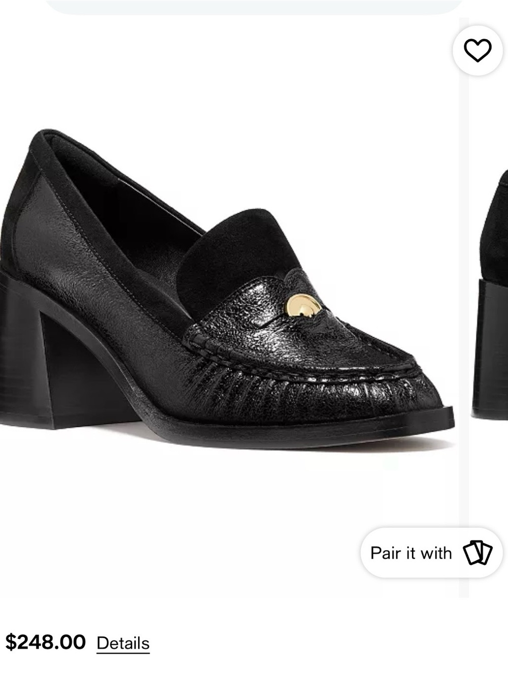 Kate Spade Black Penni Leather Point Toe Loafer Heels